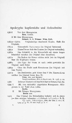 Apokryphe Kupferstiche und Holzschnitte.
