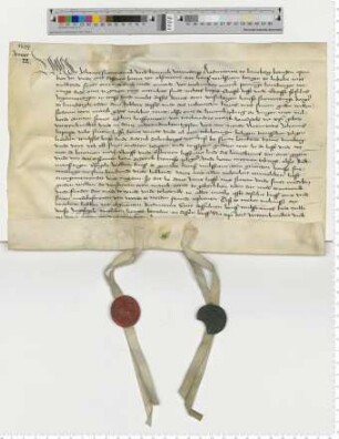 Rentebrief; aus einem Wohnhause "by sunte Lamberde", besiegelt durch die Ratsmannen Joh. Snewerdinck und Hinr. Varendorpp.