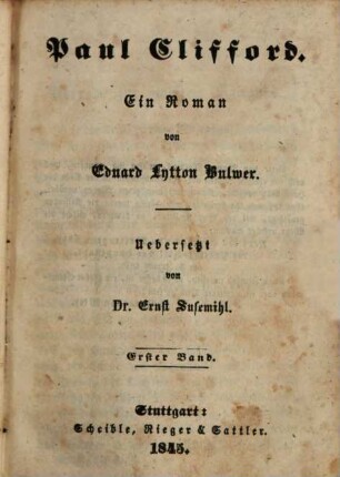 Paul Clifford : ein Roman, 1