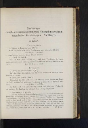 Beziehungen zwischen Zusammensetzung und Absorptionsspektrum organischer Verbindungen. Nachtrag.