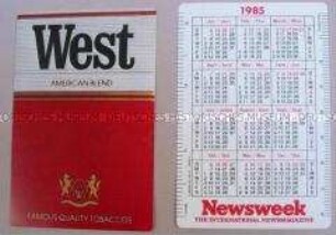 Taschenkalender mit Werbeaufdruck für "West"-Zigaretten