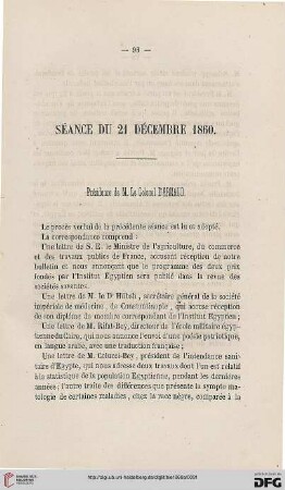 Séance du 21 décembre 1860