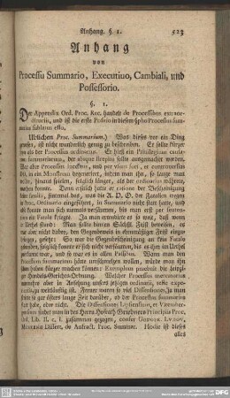 Anhang von Processu Summario, Executio, Cambiali, und Possessorio