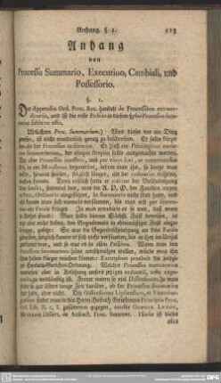 Anhang von Processu Summario, Executio, Cambiali, und Possessorio