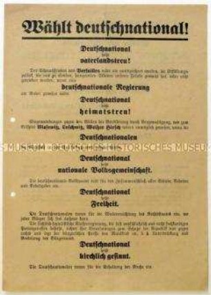 Aufruf der Deutschnationalen Volkspartei zur sächsischen Landtagswahl 1922