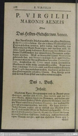 P. Virgilii Maronis Aeneis Oder Das Helden-Gedichte von Aenea