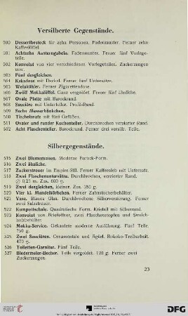 Silbergegenstände (Nr. 515-591a)