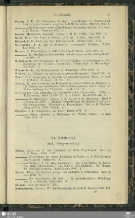 VI. Ortskunde : (incl. Ortsgeschichte)