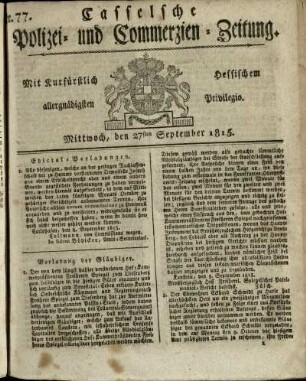 Nr. 77, Mittwoch, den 27sten September 1815