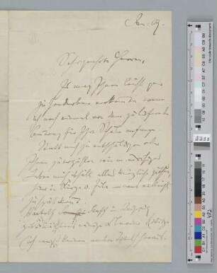 Brief an Verlag Cotta