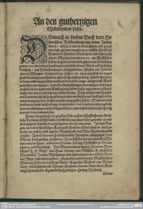 An den guthertzigen Ehrliebenden Leser