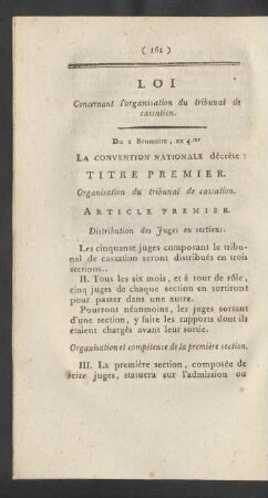 Loi Concernant l'organisation du tribunal de cassation = Gesetz In Betref der Einrichtung des Kassations-Gerichtshofes