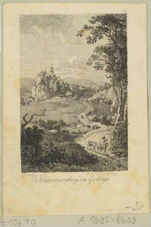 Das Schloss in Schwarzenberg im Erzgebirge, aus nordöstlicher Richtung, aus Beckers Taschenbuch zum geselligen Vergnügen