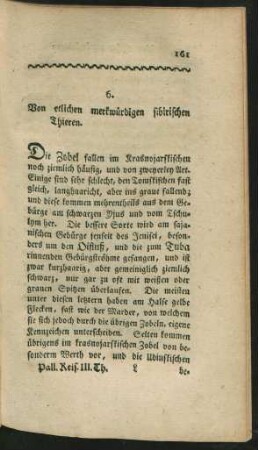 6. Von etlichen merkwürdigen sibirischen Thieren.