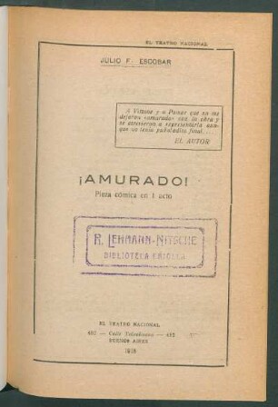 1918001800: ¡Amurado! : pieza cómica en 1 acto