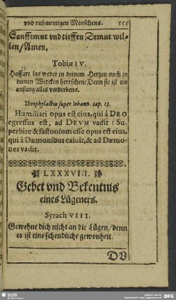 LXXXVIII. Gebet und Bekentnis eines Lügners