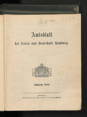 1916: Amtsblatt der Freien und Hansestadt Hamburg