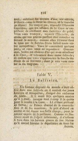 Fable V. Le Solitaire