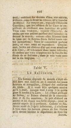 Fable V. Le Solitaire