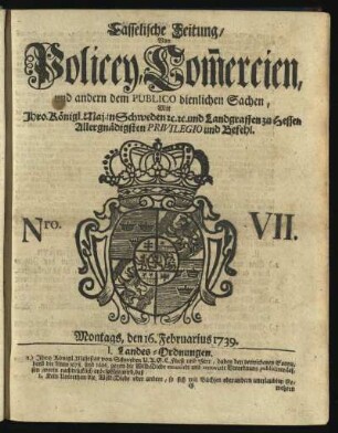 Nro. VII, Montags, den 16. Februarius 1739