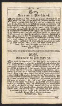 Gebet, Wenn man in der Bibel lesen will