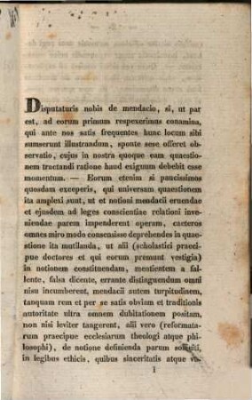 De notione atque turpitudine mendacii dissertatio, Pars prior