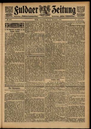 Erste Ausgabe vom Donnerstag, den 24. September 1903.