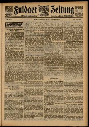 Erste Ausgabe vom Donnerstag, den 24. September 1903.