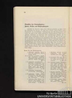 4. Genossen der Gartenstauden: Farne, Gräser und Wasserpflanzen.