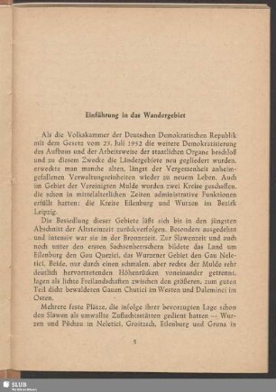 Einführung in das Wandergebiet