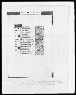 Lateinisches Stundenbuch — KL-Ligatur und Teilbordüre, Folio 14recto