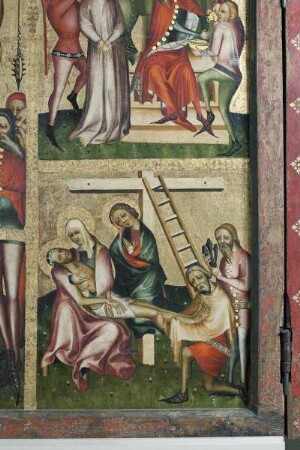 Hochaltar — Szenen aus der Legende um Jesus Christus — Kreuzigung Christi mit Passionsszenen — Kreuzabnahme