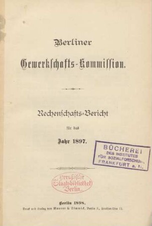 9. (1897): Rechenschafts-Bericht