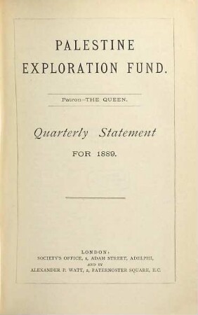 Quarterly statement. 1889 = Year 21