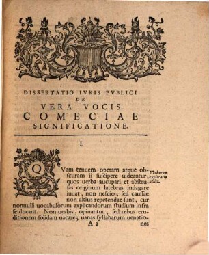 Diss. ... de vera vocis comeciae significatione