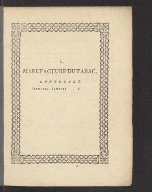 Manufacture du tabac : contenant planches simples