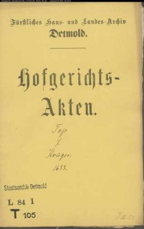 Topp, Johann gegen Simon Krüger - Schuldforderung