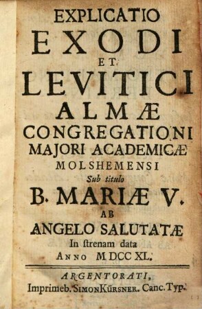 Explicatio Exodi Et Levitici
