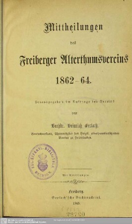 1/5.1860/66: Mitteilungen des Freiberger Altertumsvereins