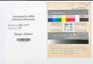 Entnazifizierung Wilhelm Becker , geb. 14.12.1898 (Polizist)