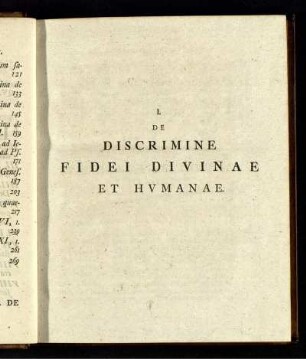 I. De Discrimine Fidei Divinae Et Humanae.