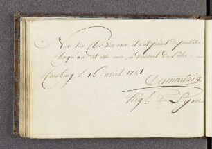 ... Desmartin. – Hamburg, 16.04.1781