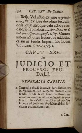 Caput XXV. De Judicio Et Processu Feudali.