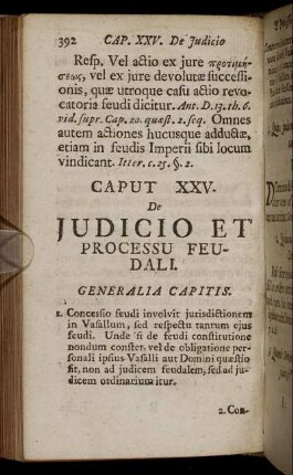 Caput XXV. De Judicio Et Processu Feudali.