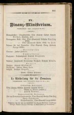 IV. Finanz=Ministerium.