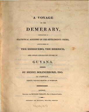 A voyage to the Demerary : containing a statistical account of the settlements there, and of those on the Essequebo, the Berbice and other contiguous rivers of Guyana
