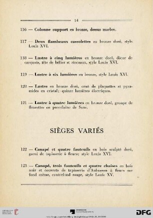 Sièges variés