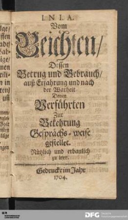 Vom Beichten [...].