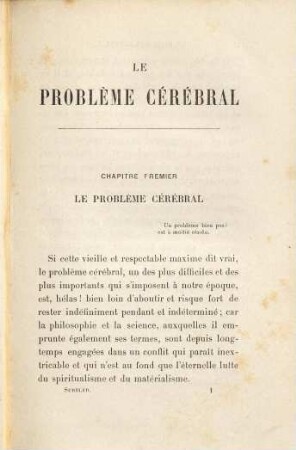 Le problème cérébral