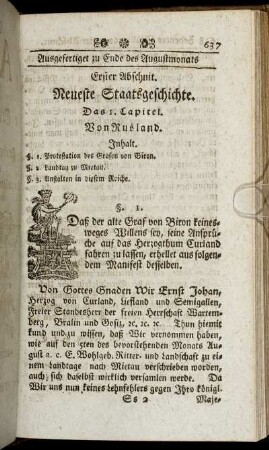 Erster Abschnit. Neueste Staatsgeschichte.